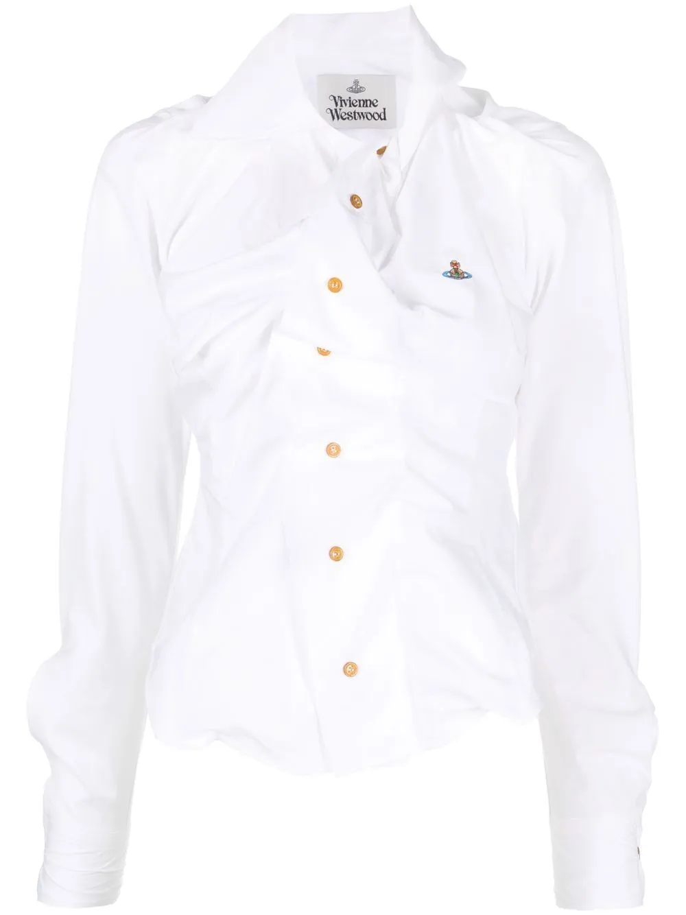 Vivienne Westwood Embroidery Orb Buttoned Shirt In White