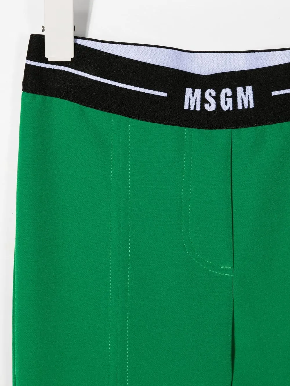  Msgm Kids Ausgestellte Hose Mit Logo Bund   Grün 