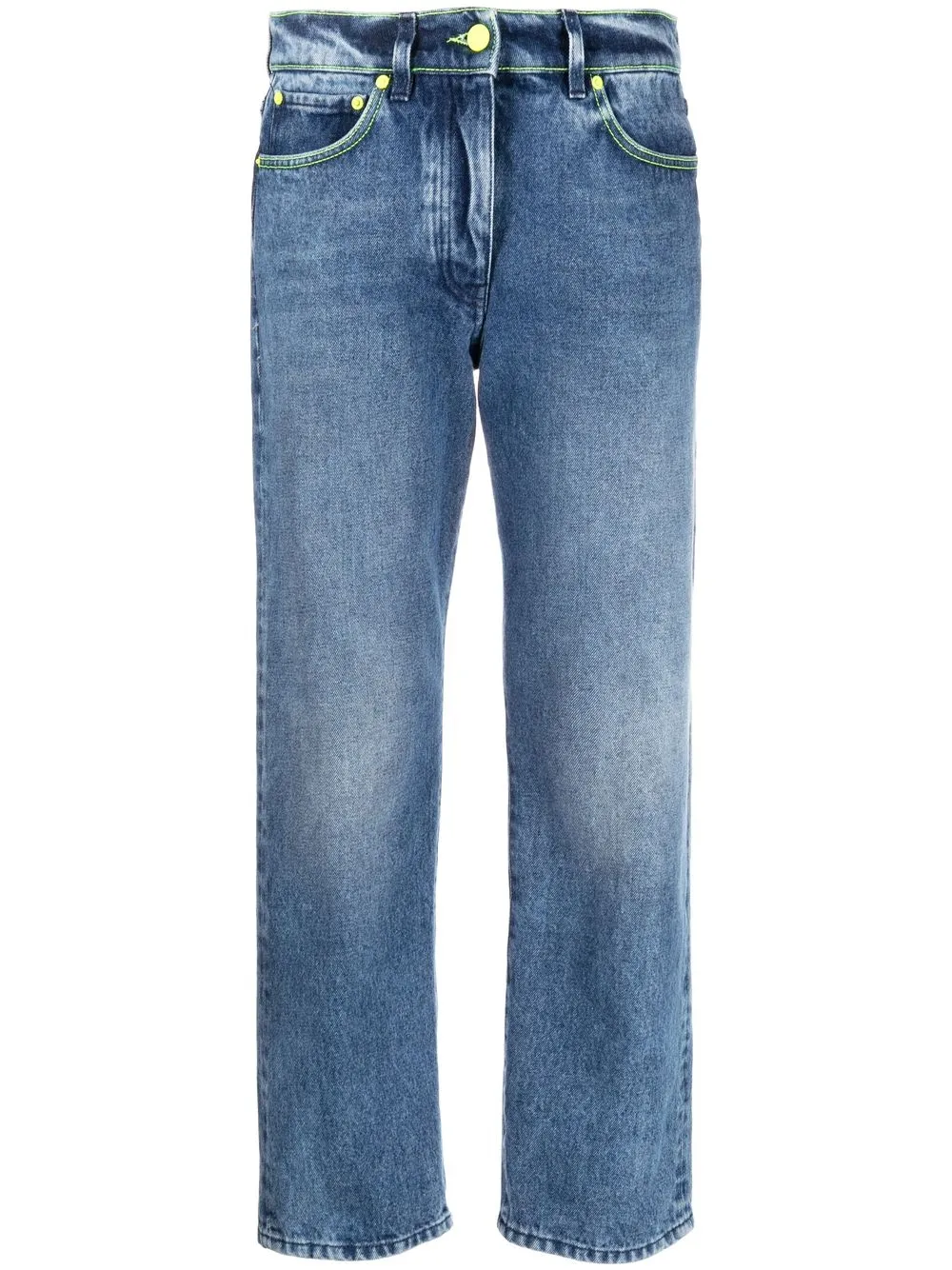 

MSGM contrast-stitch cropped straight-leg jeans - Blue