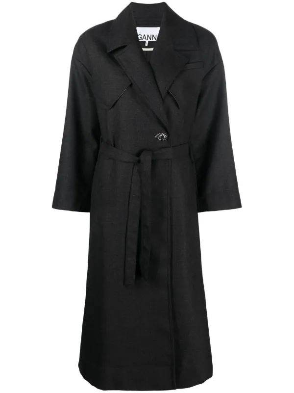 GANNI Twill Trench Coat - Farfetch