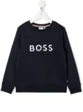 BOSS Kidswear logo-print crew neck sweatshirt - Blue