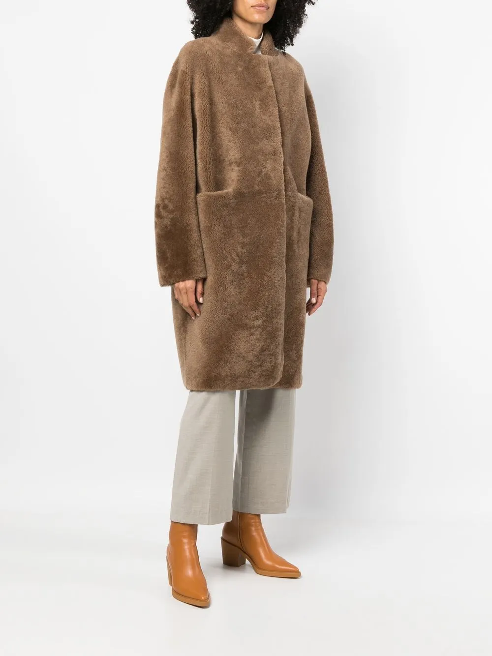 Furling By Giani Long Reversible Coat In Brown