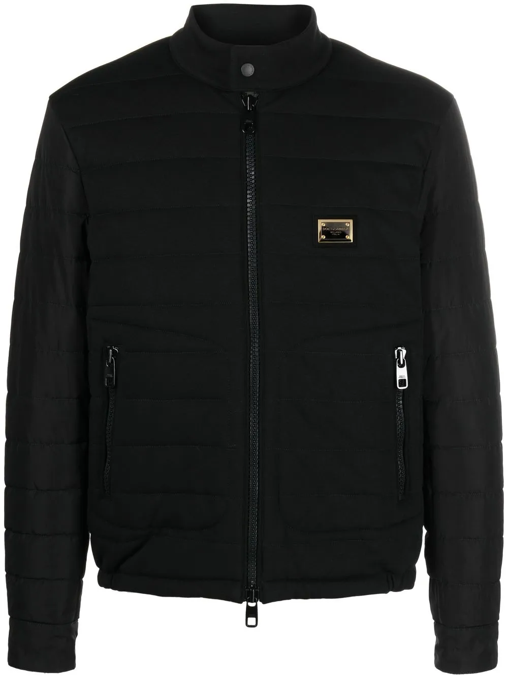 

Dolce & Gabbana chamarra bomber capitonada con placa del logo - Negro