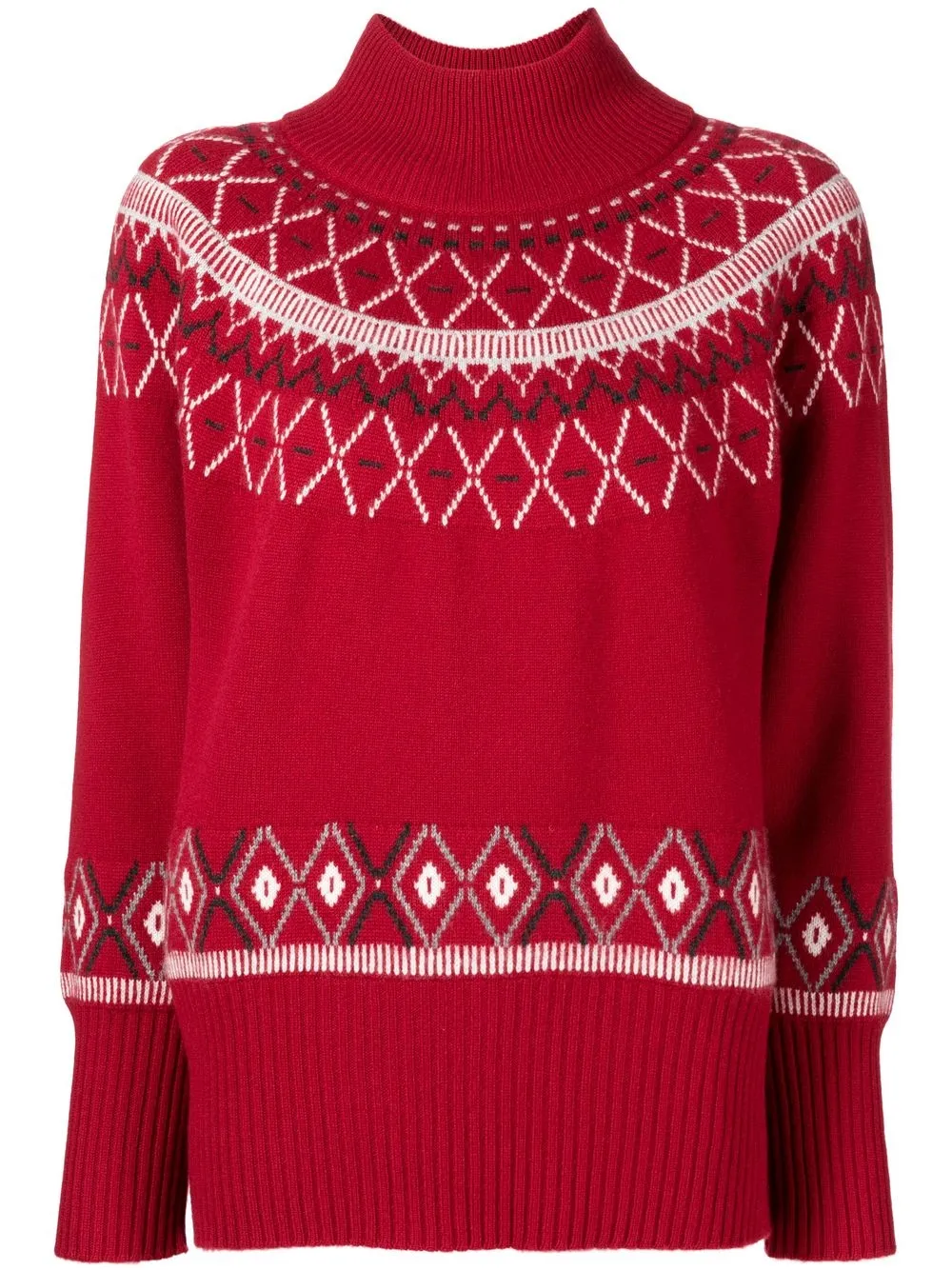 

N.Peal Fairisle mock-neck jumper - Red