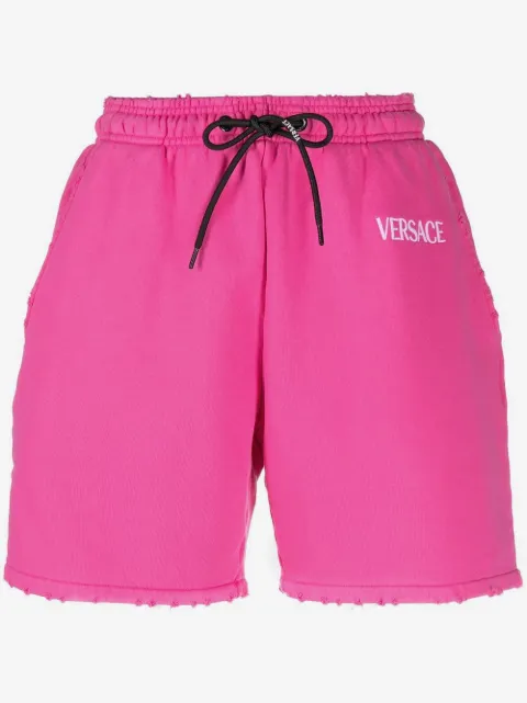 Versace shorts con cordones en la pretina y logo
