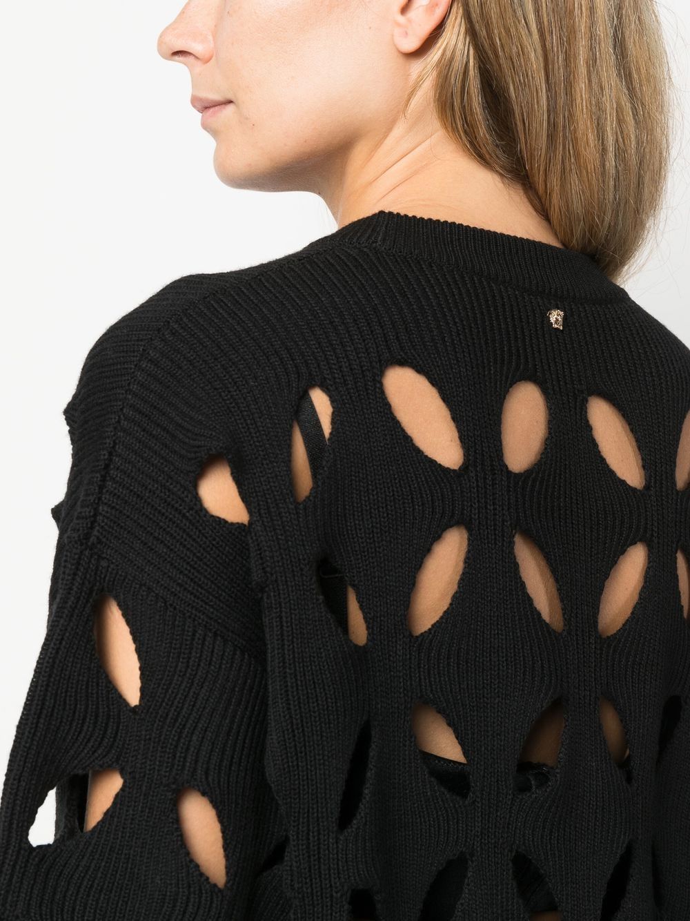 Shop Versace Cut-out Detail Sweater In Schwarz