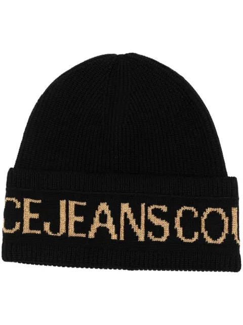 logo intarsia-knit ribbed beanie