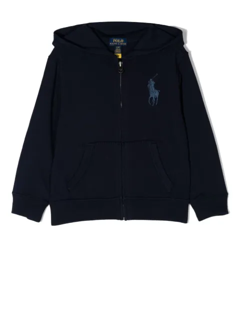 POLO RALPH LAUREN KIDS logo-embroidered zipped hoodie 