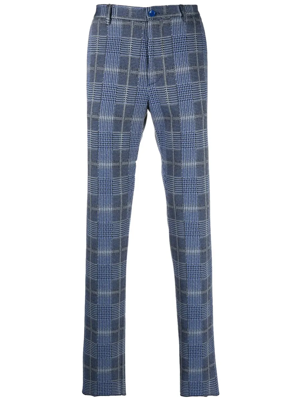 

ETRO check-print straight-leg trousers - Blue