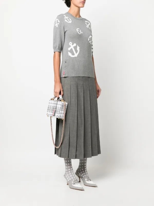 【関税&送料込】Thom Browne Embroidered Stretch Tweed Mini S Thom Browne Mini Woven Tartan Tweed Bag | Grey | FARFETCH