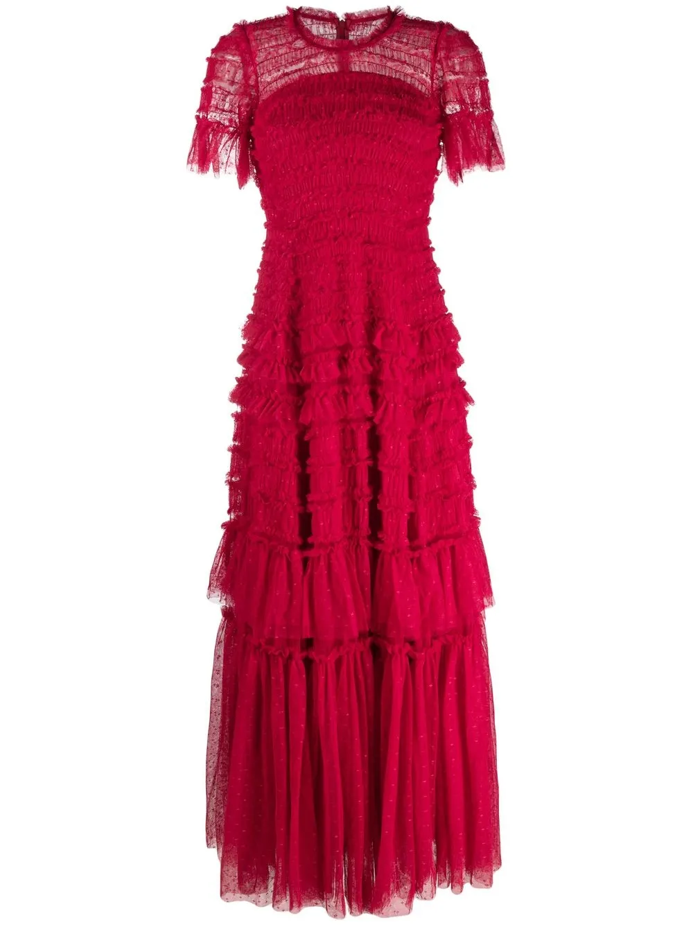 

Needle & Thread vestido de fiesta Willow con volantes - Rojo