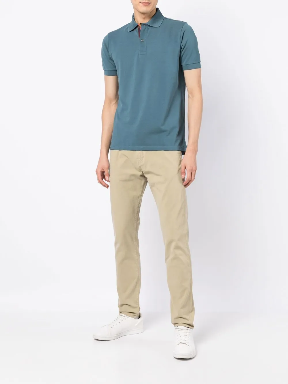 Paul Smith Poloshirt met gestreepte afwerking - Blauw