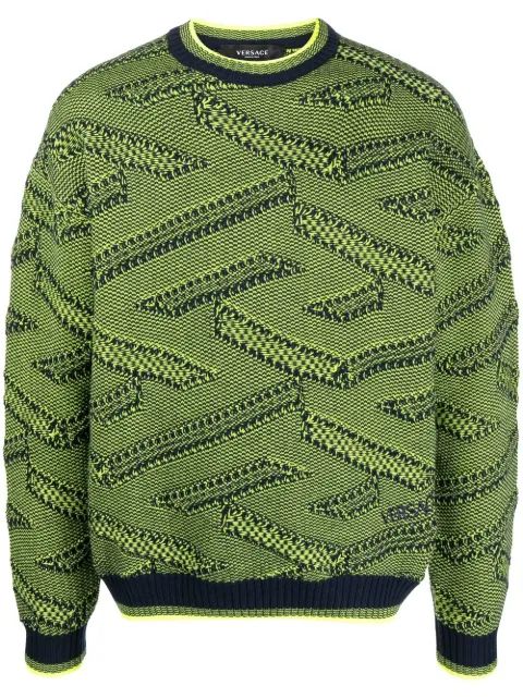 Versace Greca patterned-jacquard jumper