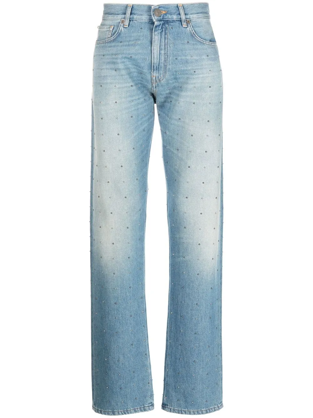 Versace Washed Cotton Straight-leg Jeans In Blue