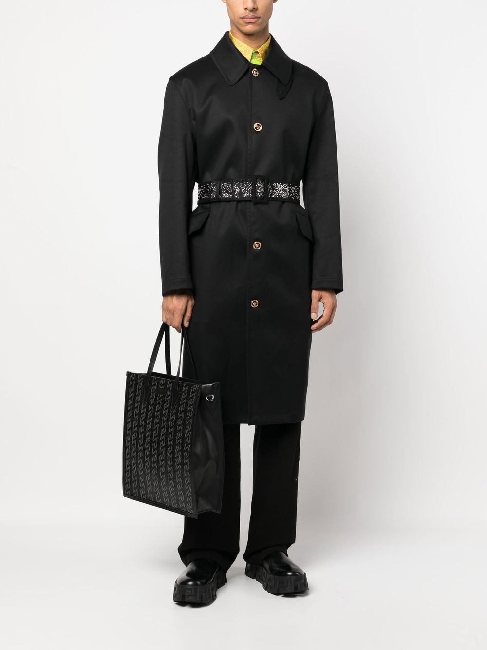 Versace Jas met ceintuur - Zwart