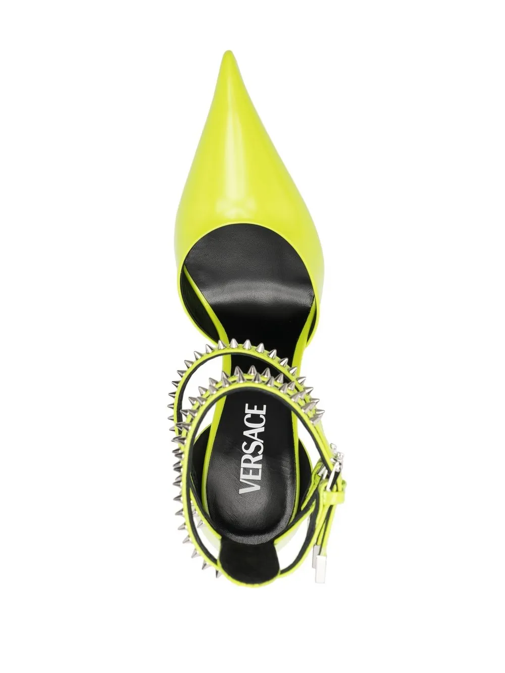 Versace 110mm Studded Leather Pumps In Gelb