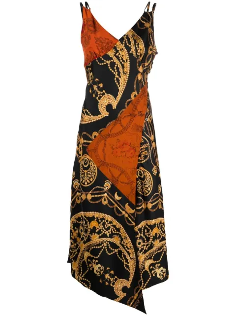 Marine Serre graphic-print silk slip dress