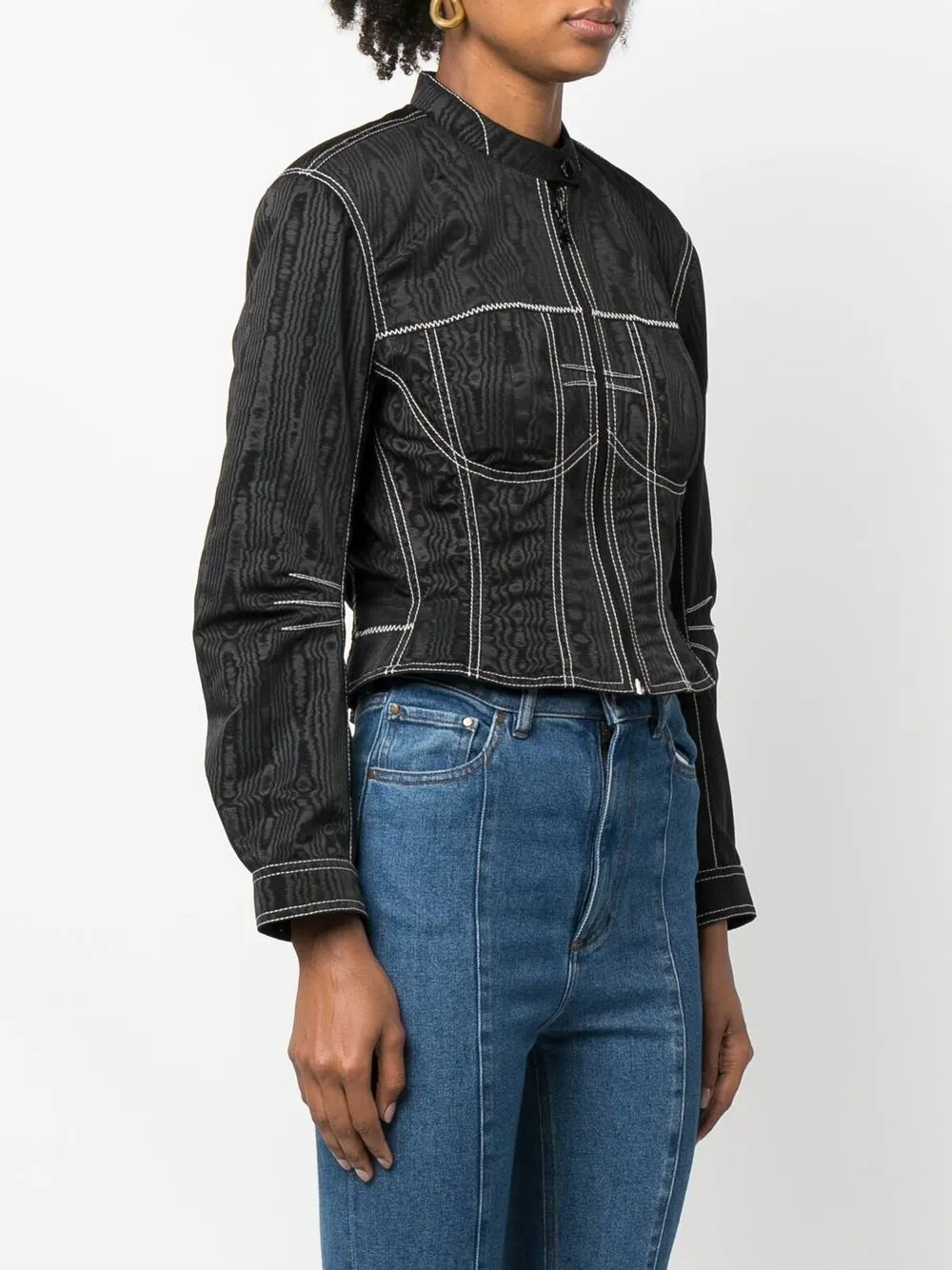 Marine Serre moiré-effect Fitted Jacket - Farfetch