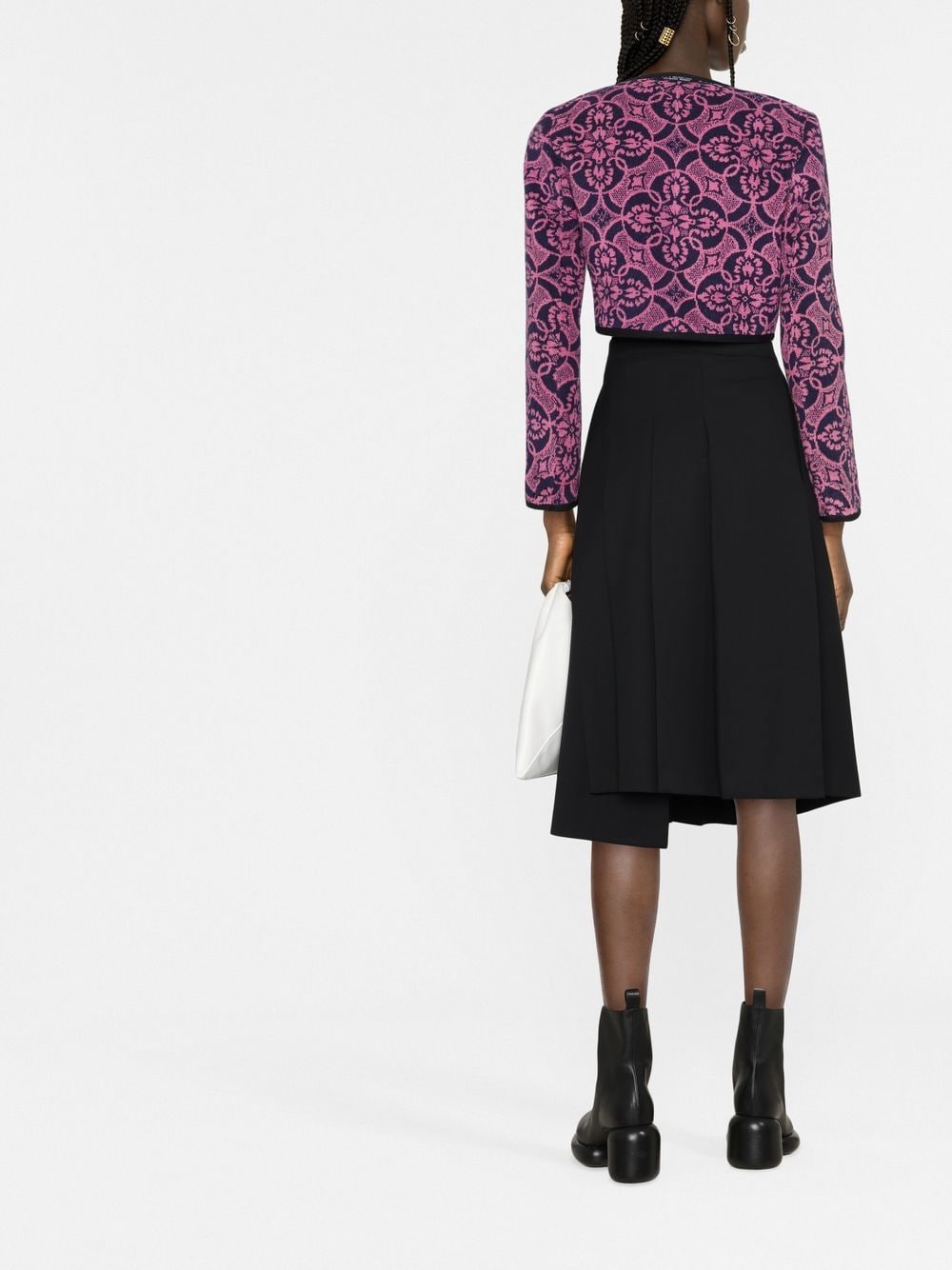 Shop Marine Serre Graphic-print Cropped Jacket In Pink