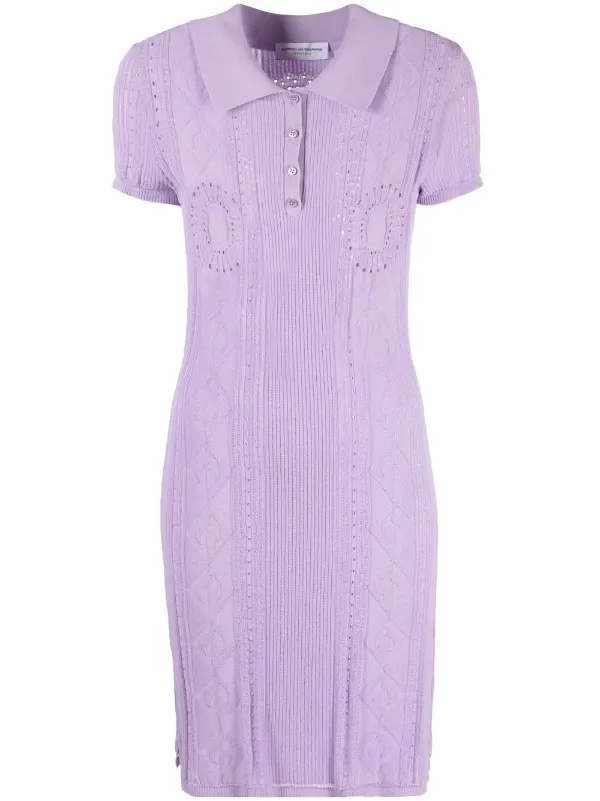Marine Serre Pointelle-knit Tennis Dress - Purple
