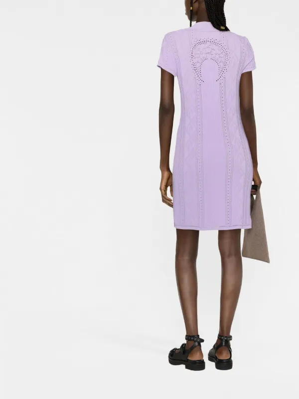 Marine Serre pointelle-knit Tennis Dress | Purple | FARFETCH AO