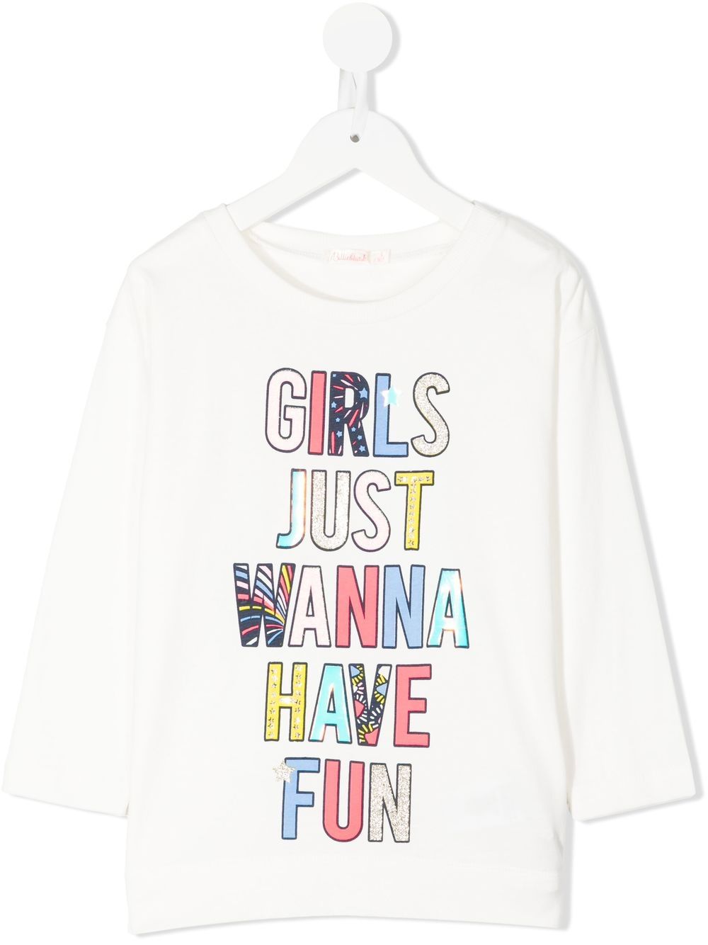 Shop Billieblush Slogan-print Long-sleeve T-shirt In White
