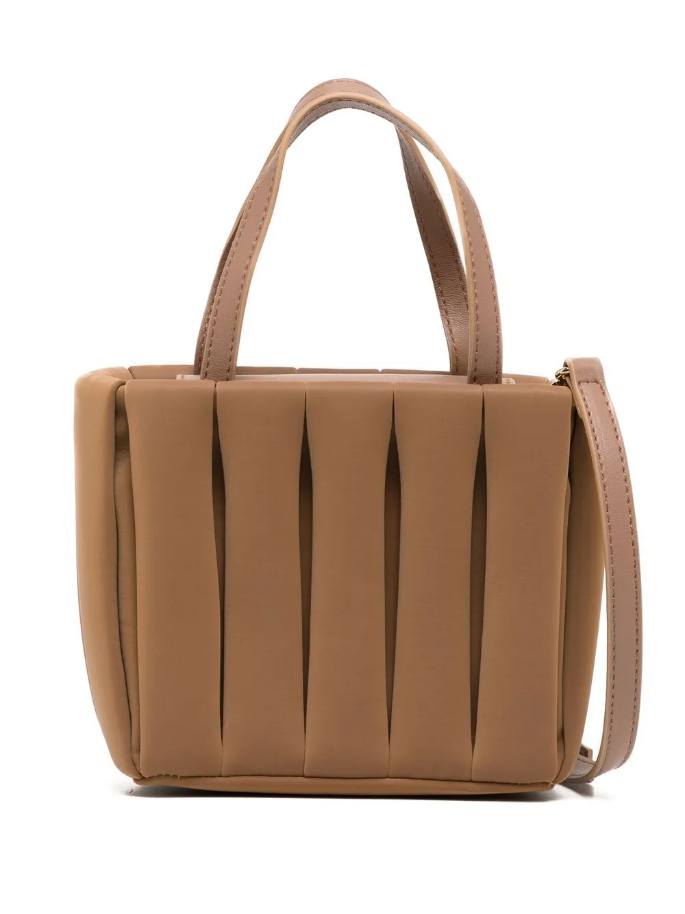 

Themoirè box-pleat tote bag - Brown