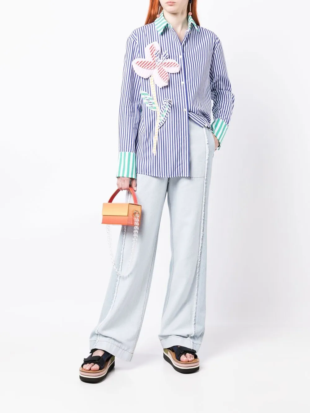 Mira Mikati patch-detail Striped Shirt - Farfetch