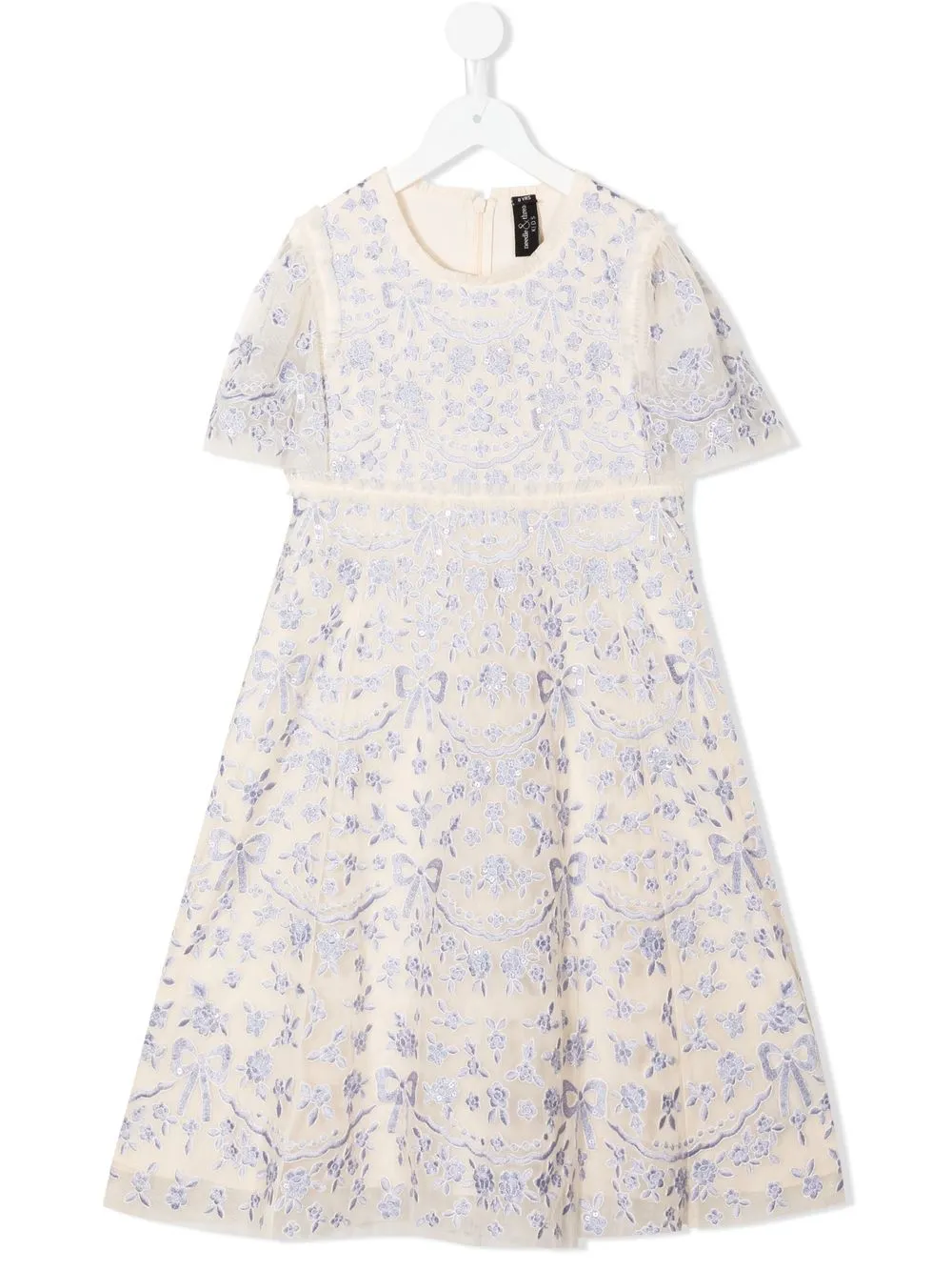 

Needle & Thread embroidered flared dress - White