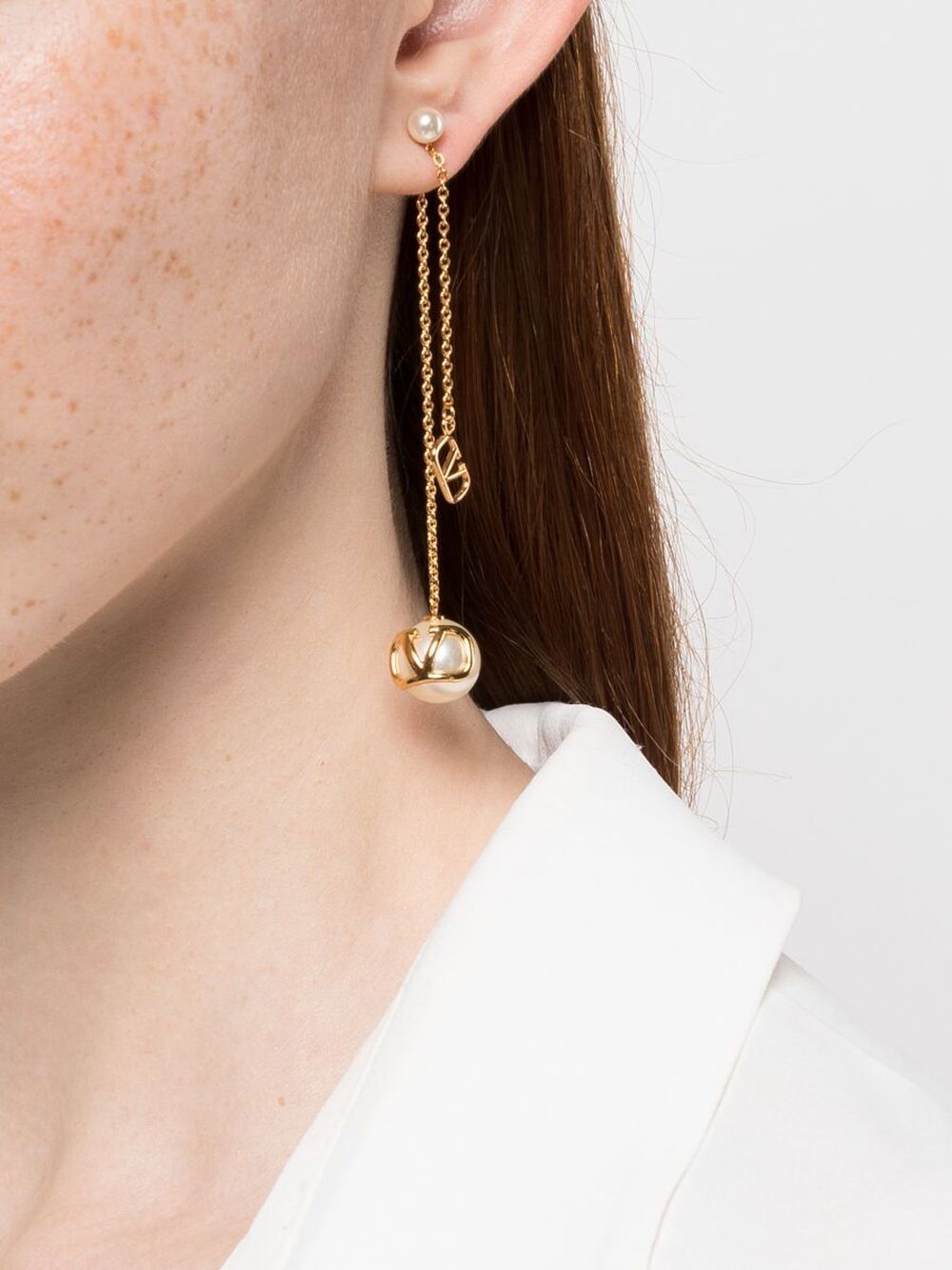 Valentino Garavani VLogo Pearl Drop Earrings - Farfetch