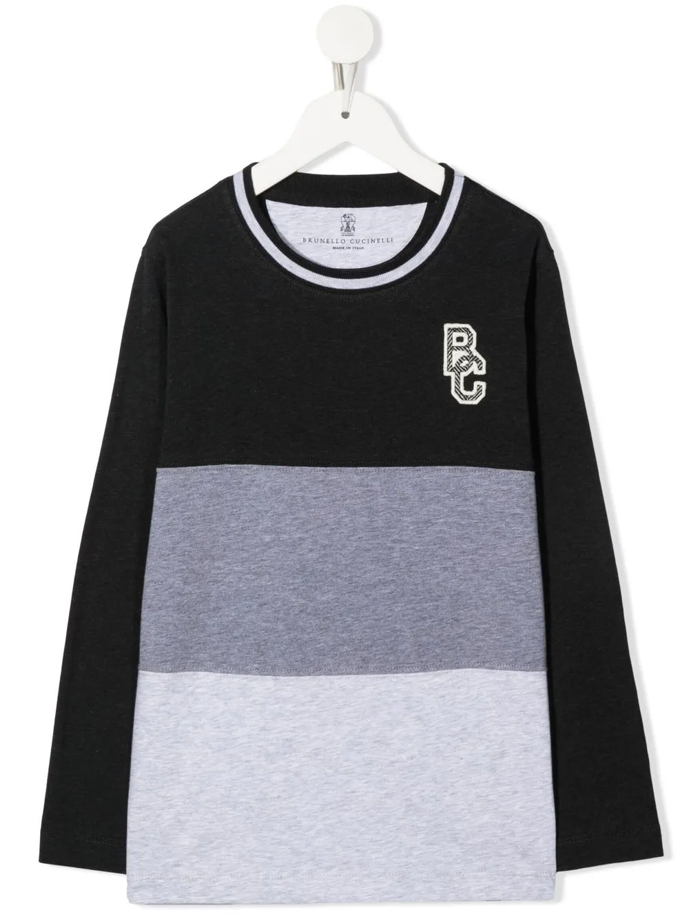 

Brunello Cucinelli Kids striped long-sleeve T-shirt - Grey