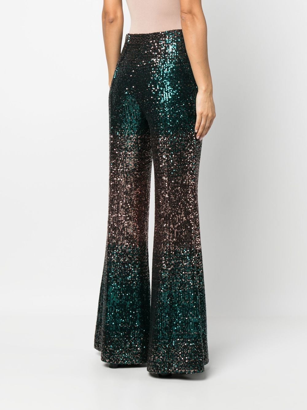 Shop Elie Saab Two-tone Sequin Trousers In Green