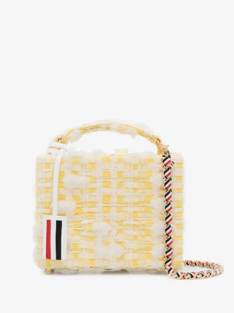 Thom Browne twill pouf tweed micro attaché case clutch