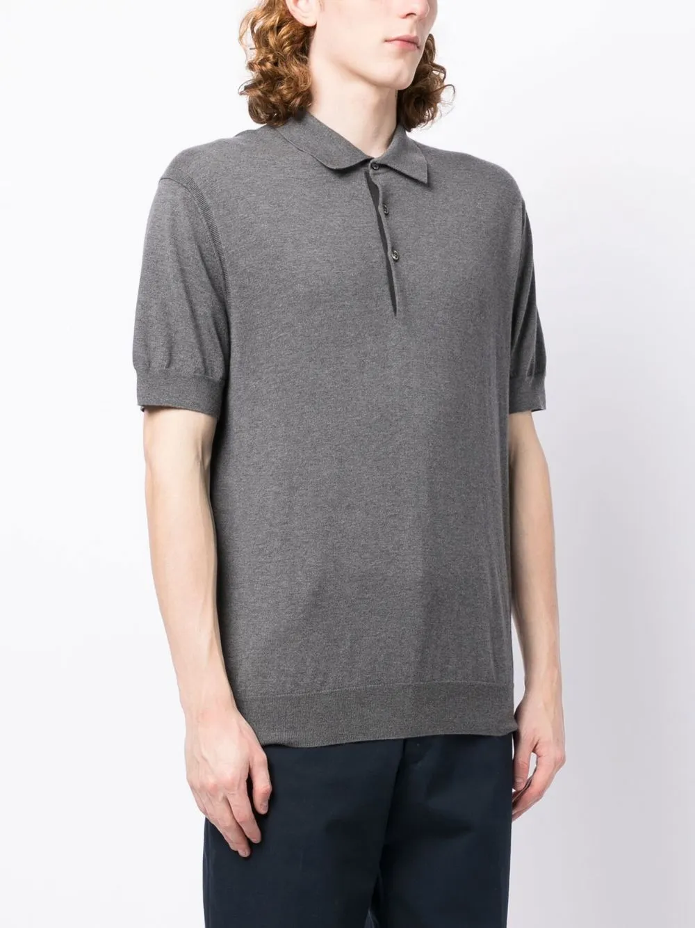 Shop N•peal Melange Short-sleeved Polo Shirt In Grey