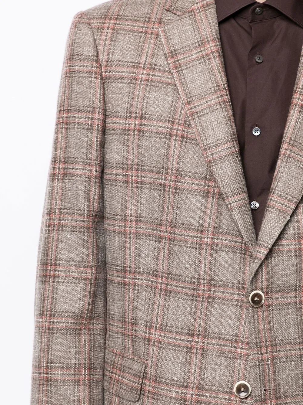 Shop N•peal Plaid-check Print Button Blazer In Brown