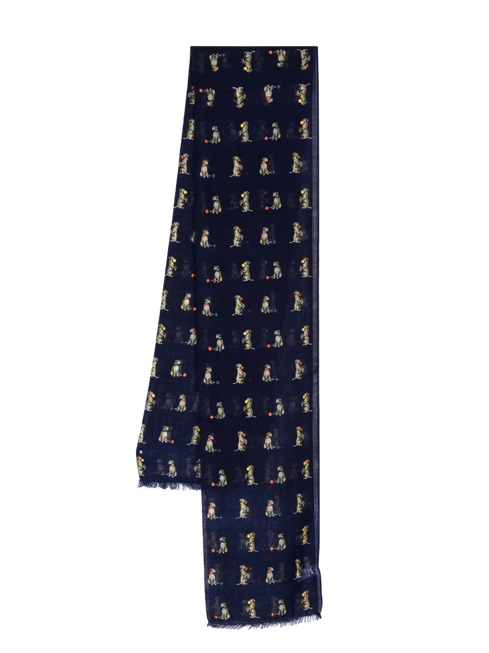 

Paul Smith 'Dogs' pattern wool scarf - Blue