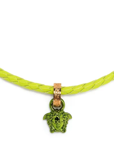 Versace Medusa pendant leather necklace