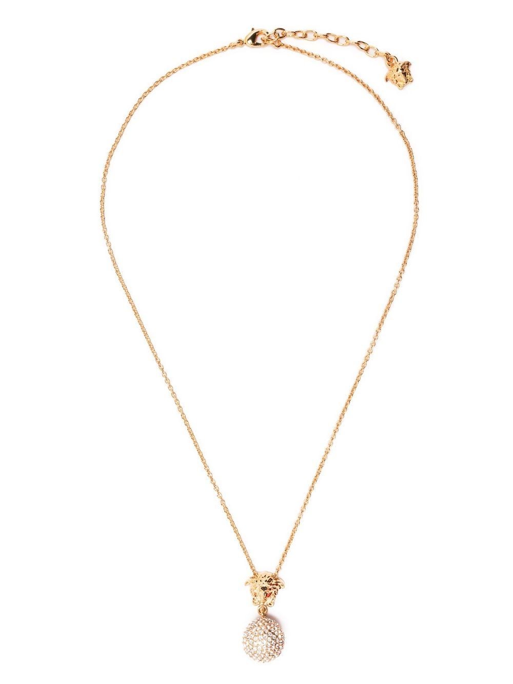 Shop Versace Medusa Crystal-embellished Necklace In Gold
