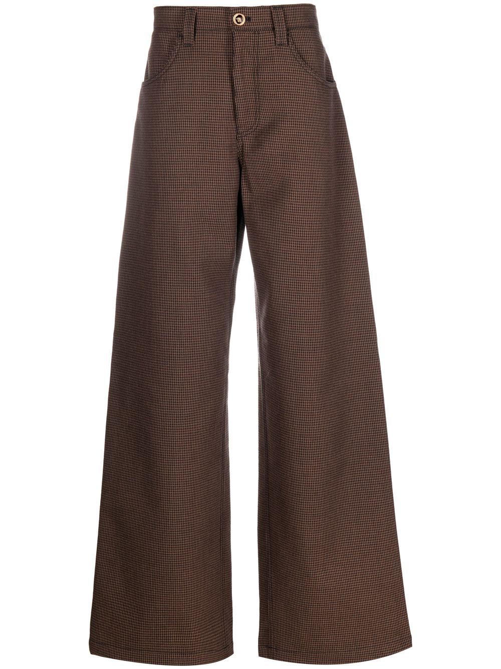 

Versace embossed-logo straight trousers - Brown