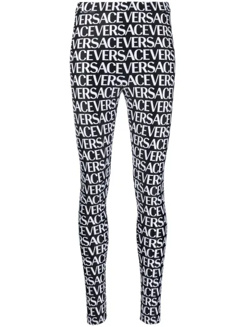 Versace logo-print high-waist leggings