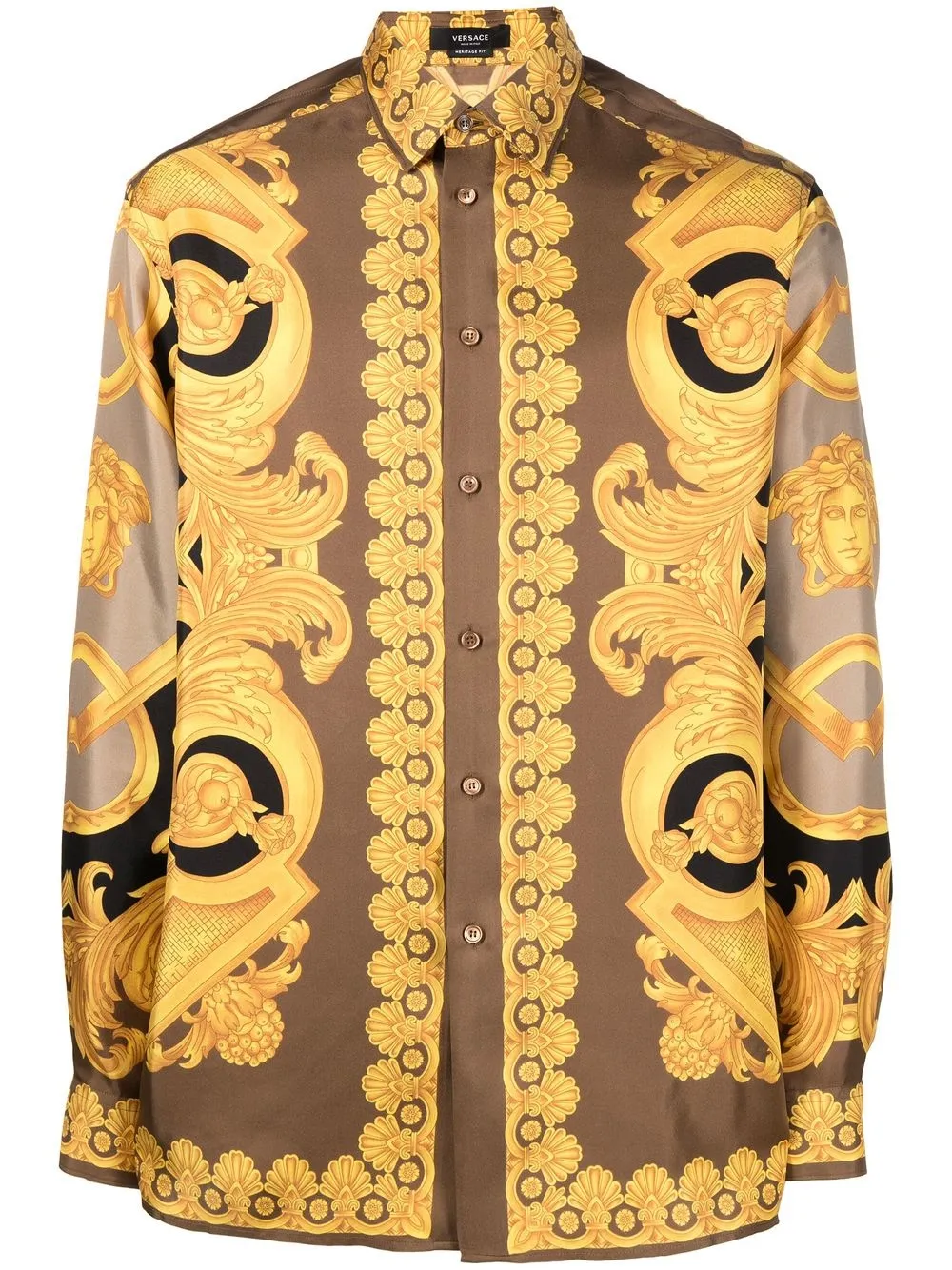 

Versace camisa manga larga con estampado gráfico - Marrón