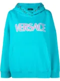 Versace logo-print studded hoodie - Blue