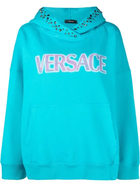 Versace logo-print studded hoodie