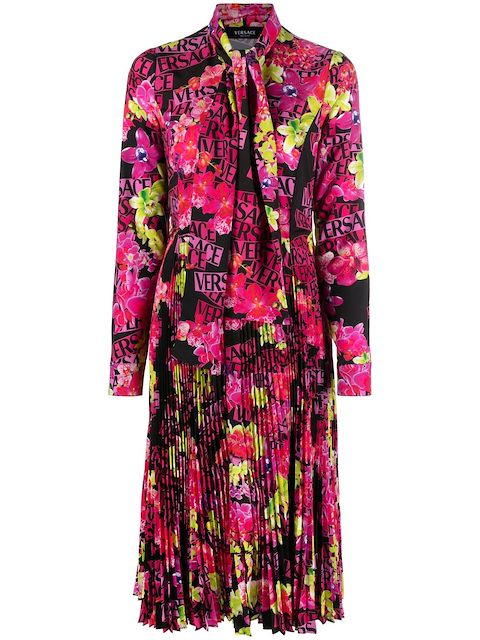 Versace Midikleid mit Blumen-Print