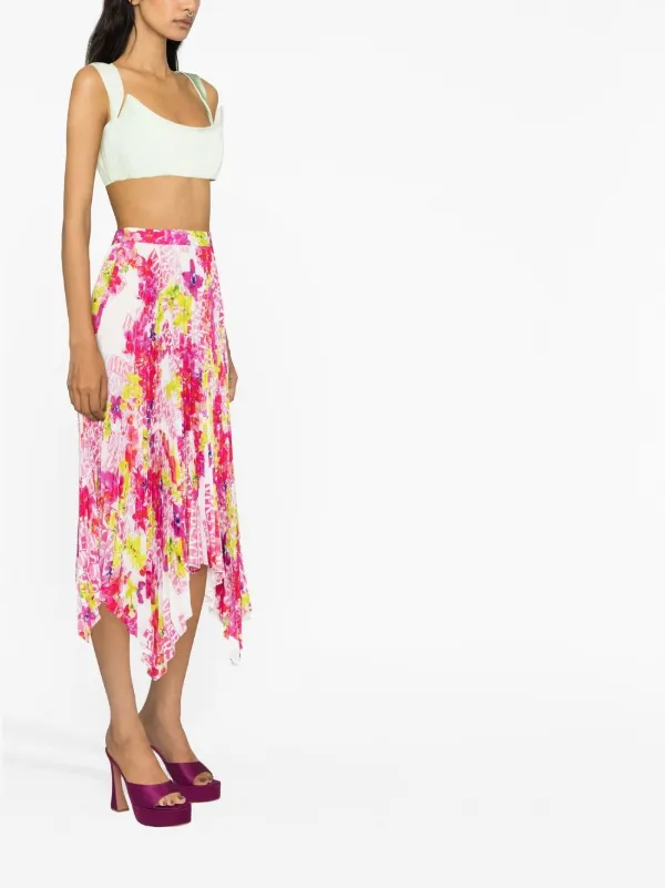 スカート Versace Floral-Print Pleated Skirt 18836393_43474679_600.jpg