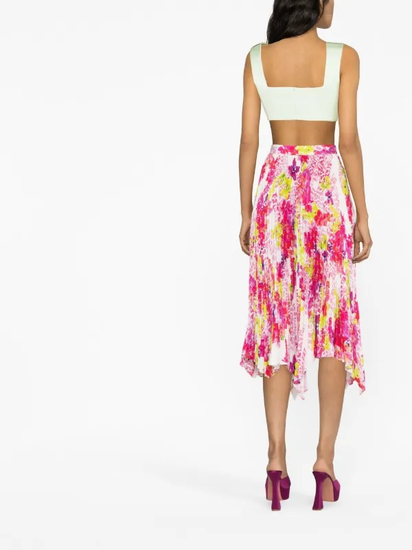 スカート VERSACE PLEATED SKIRT WITH FLORAL PRINT Versace floral-print Pleated Skirt | Black | FARFETCH