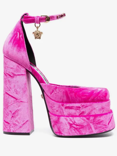 Versace medusa-charm velvet pumps