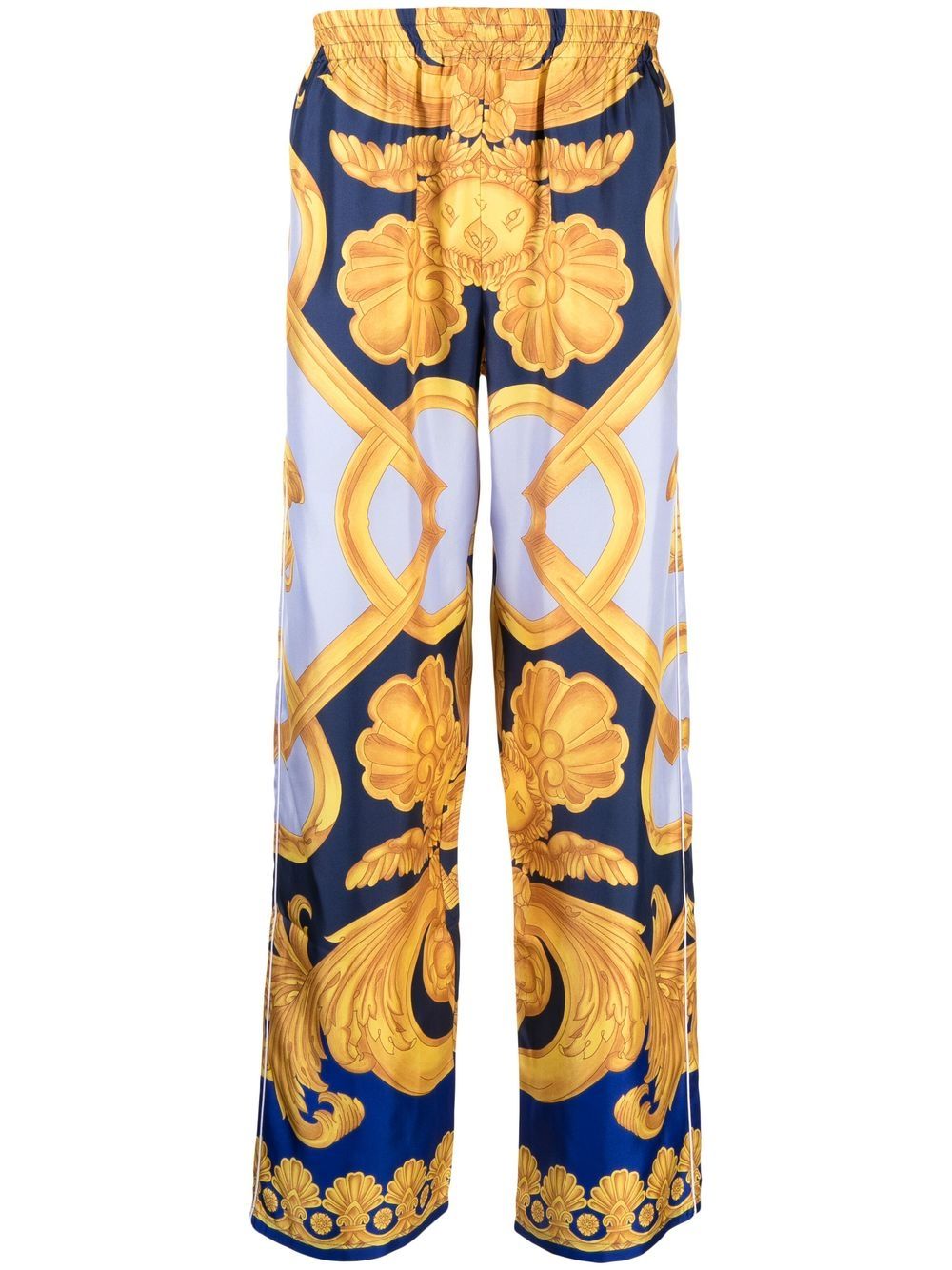 Versace Baroque-print Silk Trousers In Multicolore