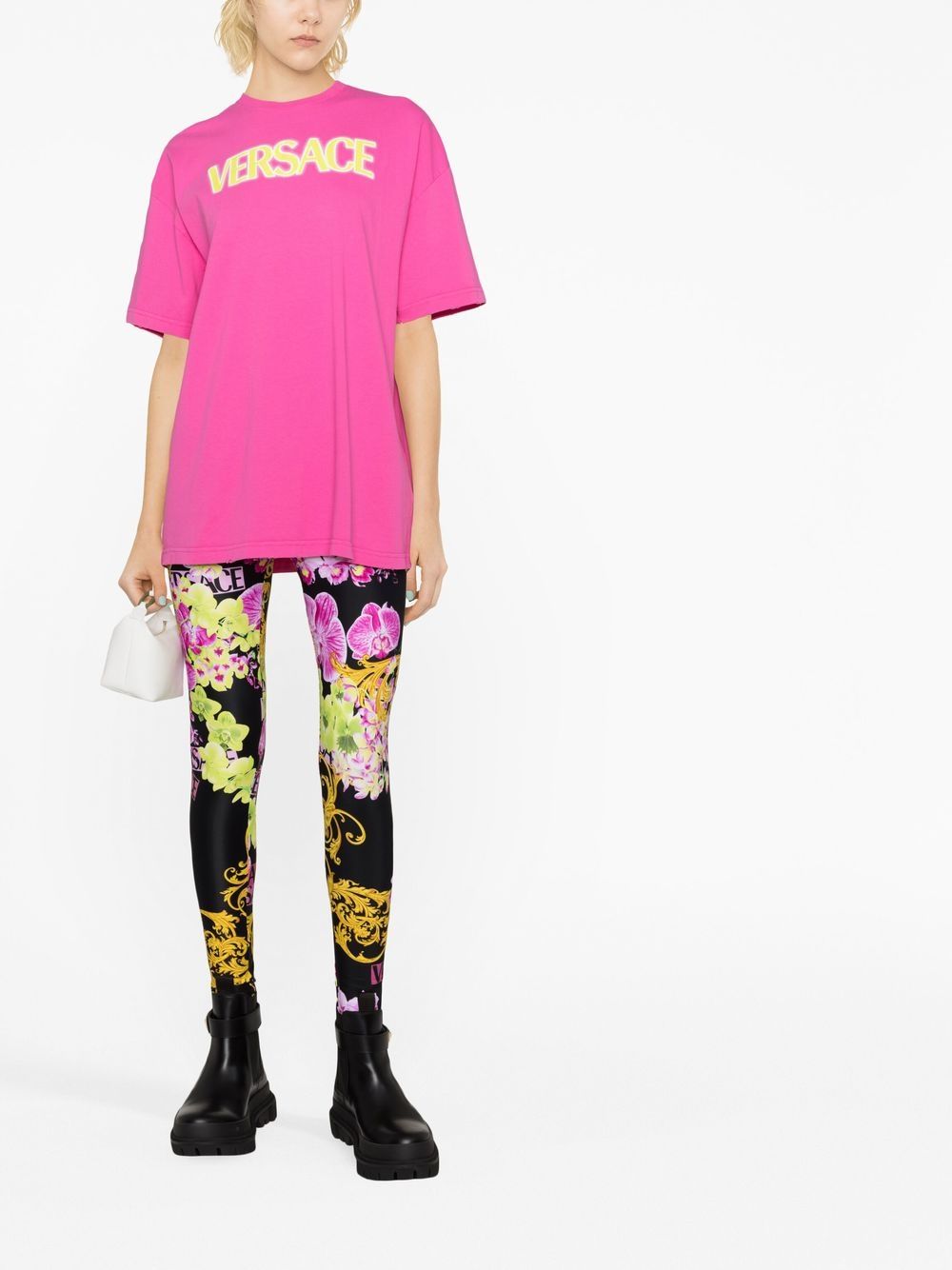 Versace Legging met bloemenprint - Zwart