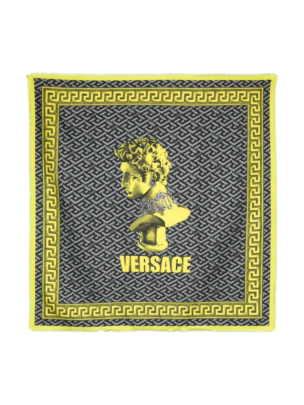 

Versace La Greca-print silk scarf - Grey